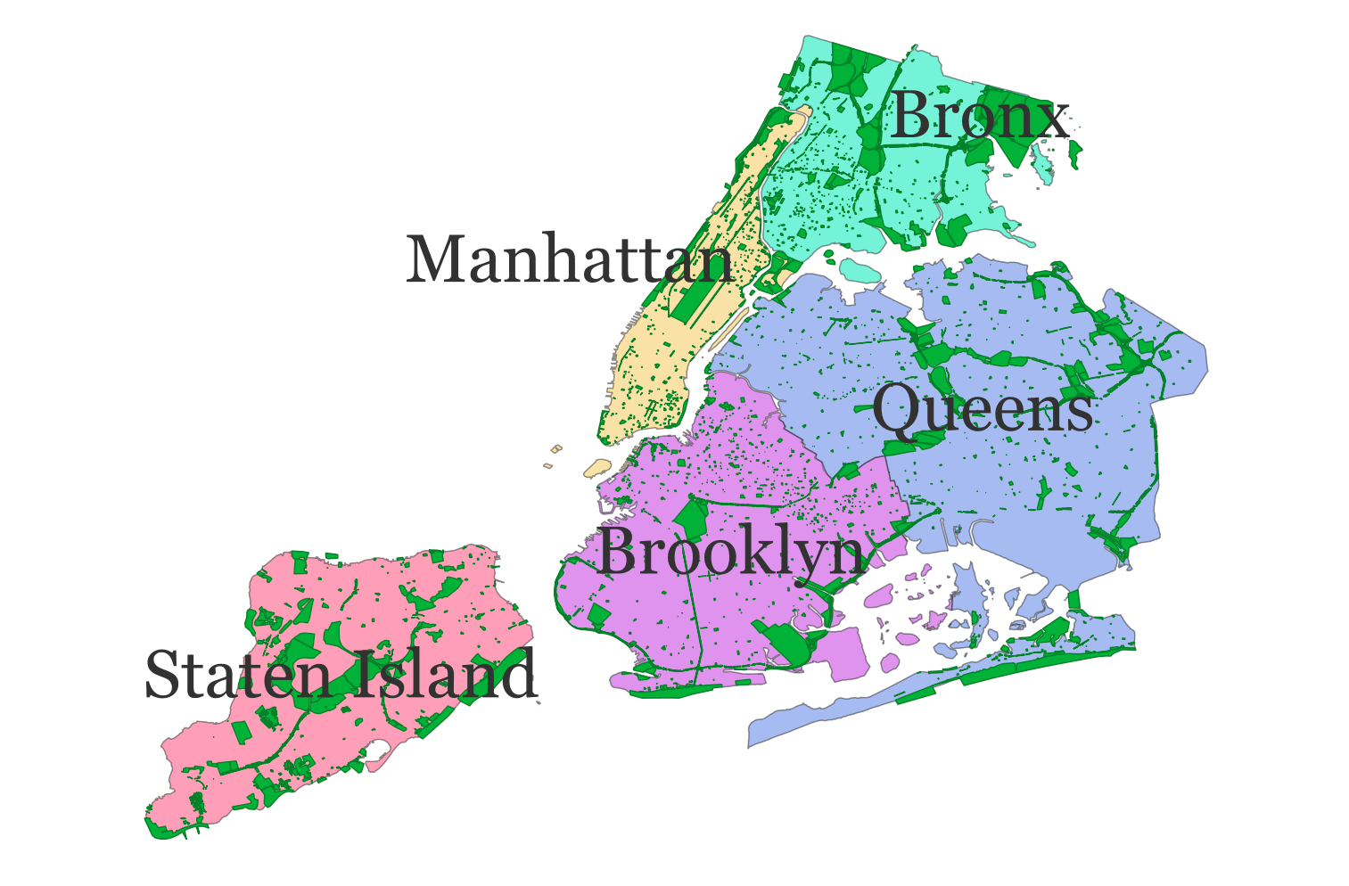 The five boroughs of New York City